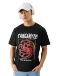 The Souled Store Official House of The Dragon: Fire and Blood Men and Boys Black Graphic Print Short Sleeve Round Neck Relaxed Fit T-Shirts Men's Loose Fit T-Shirts Relaxed Comfort Roomy Tees Casual