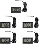 5 Pieces of Digital LCD Thermometers, Temperature Digital LCD Refrigerator Thermometers, Water Temperature, with Probes, in Fahrenheit.