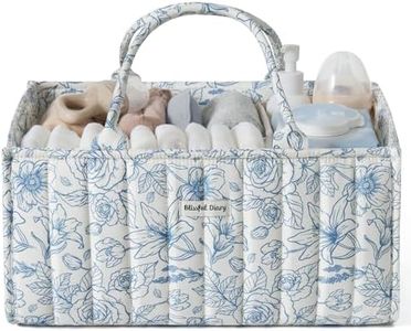 Blissful Diary Floral Diaper Caddy Organizer, Stylish Nursery Storage Basket, Gift for Baby Shower, Baby Registry Must Have, Newborn Essentials, Blue Floral