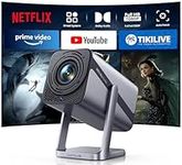 【Netflix Officially & Dolby Audio】Projector, 26000 Lumen Smart FHD 1080P Portable Projector 4K Support, WiFi6 Bluetooth 50% Zoom 360° Rotatable Short Throw Projectors for Bedroom, Outdoor, Kid Gifts
