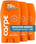 Carpe Underarm Antiperspirant and Deodorant, Clinical strength with Mountain Breeze scent, Combat excessive sweating Stay fresh and dry, Great for hyperhidrosis (Pack of 3)