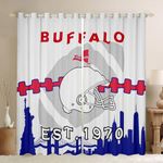 Erosebridal Football Themed Curtains 38x45 inch,Football Fans Blackout Curtains for Boys,Football Lovers Curtains Drapes,Red Blue Gray Window Curtains 2 Panels for Living Room(Buffalo)