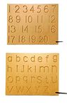 JOYLAND� Lower Case ABC & Numbers Writing Practice Wooden Tracing Boards Educational Toys for Kids with Dummy Pencil | Letter Educational Slate | Learning Board for Baby (Set of 2 ABC)