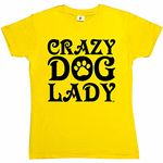 Fancy A Snuggle Crazy Dog Lady Woof Paw Print Womens Boyfriend Fit T-Shirt Yellow Small