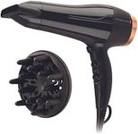 Remington Styling Pro 2150 Hair Dryer, D5950XAU, 2150W (AU Plug), Shiny Salon Finish, Ceramic Ionic Technology With tourmaline For Less Frizz, Includes Concentrator & Diffuser, Black & Rose Gold