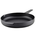 KitchenAid - Pre-Seasoned Cast Iron Frying Pan with Helper Handle & Pour Spouts (30.5cm/12in, Black)