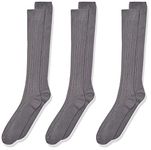 Jefferies Socks Girls 7-16 School Uniform Acrylic Cable Knee High 3 Pair Pack, Grey, Large