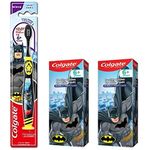 Colgate Kid'S Batman Anti Cavity Extra Soft Brush With Tongue Cleaner Toothbrush 1 Pc Batman Paste Anticavity Toothpaste For Kids 80G + 80G (Bubble Fruit Flavour), manual, Black