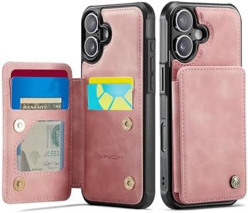 Vinich for iPhone 16 6.1" Wallet Case with Card Holder, RFID Blocking Credit Slots Kickstand Shockproof Phone Cover for Women Men, Rose Pink