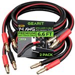 GearIT 14 AWG Speaker Cable Wire with Banana Plugs (2 Pack, 6.6 Feet - 2 Meter) 14Ga Gauge Banana Wire for Bi-Wire Bi-Amp HiFi Surround Sound - 99.9% OFC Copper, Gold Plated Tips - Black, 6 Ft