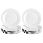 Argon Tableware 12x White 27cm Classic White Dinner Plates - Dishwasher and Microwave Safe - Porcelain Dining Main Course Student Serving Dishes Set