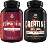 Natures Craft Bundle of 100% Forskolin Supplement and High Strength Tri Phase Creatine Pills - with Potent Coleus Forskohlii 500 mg - Optimal Muscle Builder Creatine Pre Workout for Women and Men