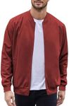 COOFANDY Men's Casual Bomber Jacket Cotton Flight Jacket Zip Up Windbreaker Jacket Wine Red, Small