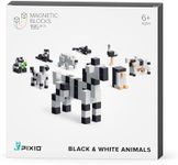 PIXIO Magnetic Cubes - Black & White Animals - Magnetic Cubes Building Toys in Pixel Art Style - Animal Figures - Arts and Crafts Kids Toys - Building Blocks - Learning Toys - 195 pcs