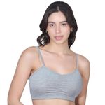 DChica Padded Sports Bra for Women's, High Impact Bralette Sports Bra, Removable Pads, Non Wired T-Shirt Bra, Full Coverage, Elasticated Underband, Daily Use Running Bra (Pack of 1, Grey)