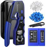 Proster RJ45 Crimp Tool Kit - 3 in 1 Pass Through RJ45 Crimper Ethernet Crimping Tool for RJ45 Cat5/5e Cat6/6a with Cable Tester Stripper 50PCS Cat6 Pass-Through Connectors and Protective Covers