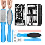 Glowhouse Pedicure Kits Callus Remover for Feet 23 in 1 Professional Manicure Set Pedicure Tools Stainless Steel Foot Care Foot File Foot Rasp Dead Skin for Women Men Home Foot Spa Kit Blue