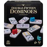 Double Fifteen Dominoes Set in Storage Tin, for Families and Kids Ages 8 and up