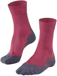 FALKE Women's TK5 Wander Hiking Socks, Crew Length, Light Padding, Athletic Sock, Breathable Quick Dry, Merino Wool, Red (Mixed Berry 8215), 6.5-7.5, 1 Pair