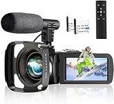 Video Camera Ultra HD 2.7K Digital Camcorder 16X 30FPS 30MP Digital Camera Night Vision Vlogging Camera for YouTube Camera with 360° Wireless Remote Control and External