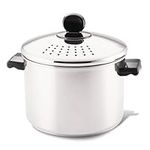 Farberware Classic Series Stainless Steel 8-Quart Covered Straining Stockpot with Lid, Stainless Steel Pot with Lid, Silver