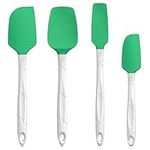 M Kitchen World Silicone Spatula for Cooking - 4 Pc Heat Resistant, Dishwasher Safe Rubber Baking Spatulas - Kitchen Utensil Set for Nonstick Cookware - Cooking Accessories - Green