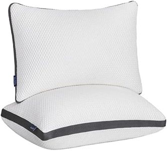 Queen Size Pillows 2 Pack, Molblly Shredded Memory Foam Bed Pillows for Sleeping Set of 2, Adjustable Loft Bed Pillows with Washable Hypoallergenic Cover for Back and Side Sleeper，Gray