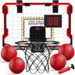 TEMI Basketball Hoop Indoor, LED Lights and Sounds Basketball Hoop with 4 Balls & Electronic Scoreboard, Over The Door Basketball Hoop, Basketball Gifts for 3 4 5 6 7 8 9 10 Years Boys Girls Kids Teen