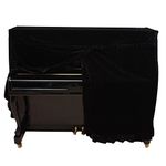 Upright Piano Cover, Colorfast Pleuche Full Piano Dust Proof Decorated Cover(Black)