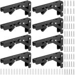 ZEONHAK 8 PCS 6 Inch Wall Mounted Folding Shelf Brackets, Folding Shelf Brackets Heavy Duty Black, Metal Folding L Brackets for Shelves, Small Triangle Collapsible Bracket for Table Bench