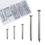 OMOTOOL Steel Nail Assortment Kit (280 pcs), Galvanized Concrete Wall Nails for Hanging Pictures and Woodworking, Suit for Drywall and Pine，5 Size Assortment