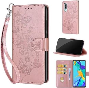 Phone Case for Huawei P30 Case, Premium Leather Shockproof Protective Wallte Cover, Huawei P30 Case with Card Slots Kickstand Magnetic Closure Rose Gold