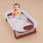 StarAndDaisy Bath Tub for Baby 0-3 Years/Foldable Bathtub for Kids with Space Saving, Newborn Baby Folding Bathing Tub Girls & Boys with Soap Tray, Easy to Store (BT - Brown)