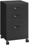 VASAGLE File Cabinet with 3 Drawers, Rolling Office Filing Cabinet with Wheels, for A4, Letter Sized Documents, Hanging File Folders, Industrial, Ink Black OFC065B16