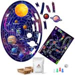 Playhills All-in-One Solar System Planet-Pieces Jigsaw Floor Puzzle (108 pcs|Wooden) with Astro Adventure Board Game for Children | Perfect Learning Gift for Boys, Girls Age 6+ Years