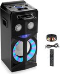 Pyle Audio Video DVD Karaoke PA Speaker System w/2 Wireless Microphones - 800W Built-in Multimedia Disc Player, Bluetooth, FM Radio, USB Slot, LED Display Screen, Remote Control and Cables included