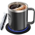 Coffee Cup Warmer & Mug Set,Electric Heated Coffee Mug with 10Hrs Auto Shut Off,USB Powered Smart Mug Warmer,131℉ Self Heating Coffee Mug for Desk (12oz-Black)