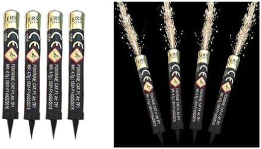 4 bougies d'ambiance " fontaine d'artifice" pour gâteau d'anniversaire, durée 60 secondes, Sans Parfum, Gateaux et Bouteilles de Champagne, lumineuse d'ambiance anniversaire 1 Minute - Catégorie F1