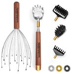 ZERAZOW® Telescoping Back Scratcher 9Pcs Set Includes | Backscratcher for Men Women with 3 Detachable Heads | Head & Scalp Massager | Back Massage Tool | Acupressure Finger Rings | UK Brand