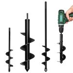 Garden Auger Drill Bit for Planting 6x37cm/8x30cm/4x22cm, Bulb Planting Auger, Post Hole Digger,Fence Post Digger Tool,Auger Post Hole Digger for 3/8" Hex Drive