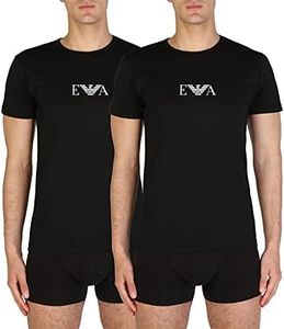 Emporio Armani Bodywear MEN'S KNIT 2PACK T-SHIRT, Black, Large