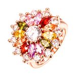 Yellow Chimes Rings for Women Multicolor Floral Ring Sparkling Glamourously Swiss Zircon Multi Color Rose Gold Plated Adjustable Ring for Women and Girls.