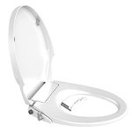 Bidet Toilet Seat with Self Cleaning Dual Nozzles,Non electric Separated Rear & Feminine Cleaning Natural Water Spray,Soft Closed Toilet Seat,Easy DIY Installation (Round seat)