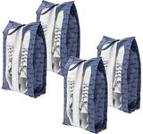 Homestrap Set of 4 Printed Shoe Bag for Travel Transparent Top with Zipper Navy Blue