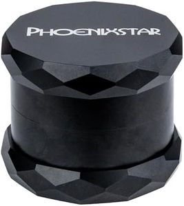 Phoenix Star Large spice & herb grinder, 2.5 inch, Diamond design. (Black Titanium), PSG24