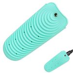 Heat Resistant Silicone Mat Pouch for Hair Straightener, Non-Slip Travel Pad Cover for Curling & Flat Iron, Portable Styling Heat Mat Holder for Curler Wand and Hot Waver (Green)