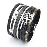 Luluadorn Women Tree of Life Leather Wrap Bracelet Black Multi-Layer Wraps Wristband Bracelets