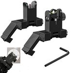 45 Degree Offset Flip Up Iron Sights | Aluminum Flip Up Sights | Canted Iron Sights Flip Up | Flip Up Iron Sights for Picatinny Rail Metal | Low Profile Flip Up Iron Sights | Black 45° Iron Sights