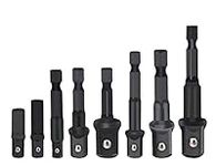 Drill Socket Adapter for Impact Driver with Hex Shank to Square Socket Drill Bits Bar Extension Set 8 Pieces