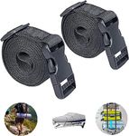 10 feet Long Utility Strap Belt with Quick-Release Buckle Adjustable, for Luggage Bags, Traveling, Bikes, Cars, Outing, Black, 2-Pack.